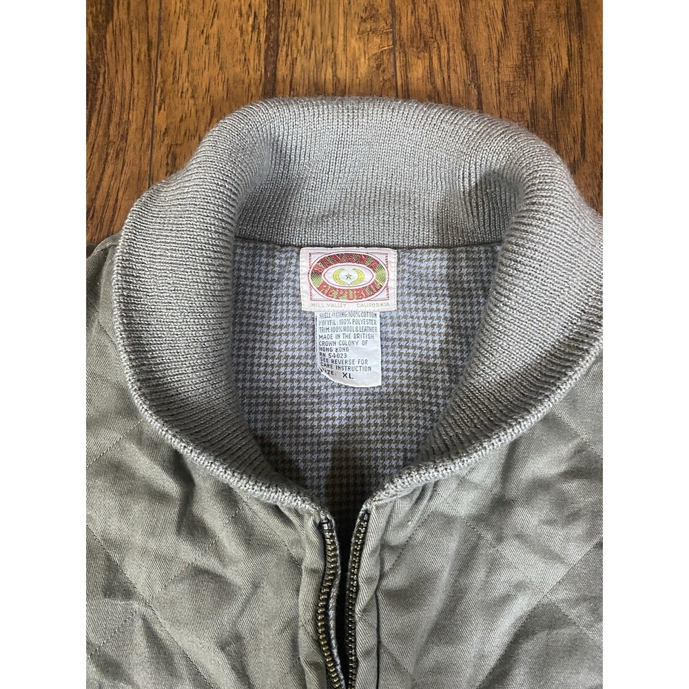 Vintage Banana Republic Safari Vest Mens XL Quilted Cotton Wool Trim Olive Green - Picture 2 of 13